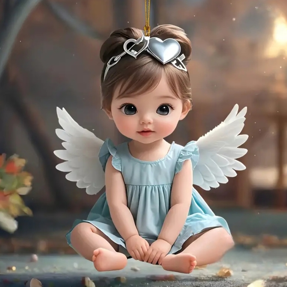 2D Acrylic Little Angel Girl Seated In Blue